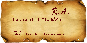 Rothschild Aladár névjegykártya